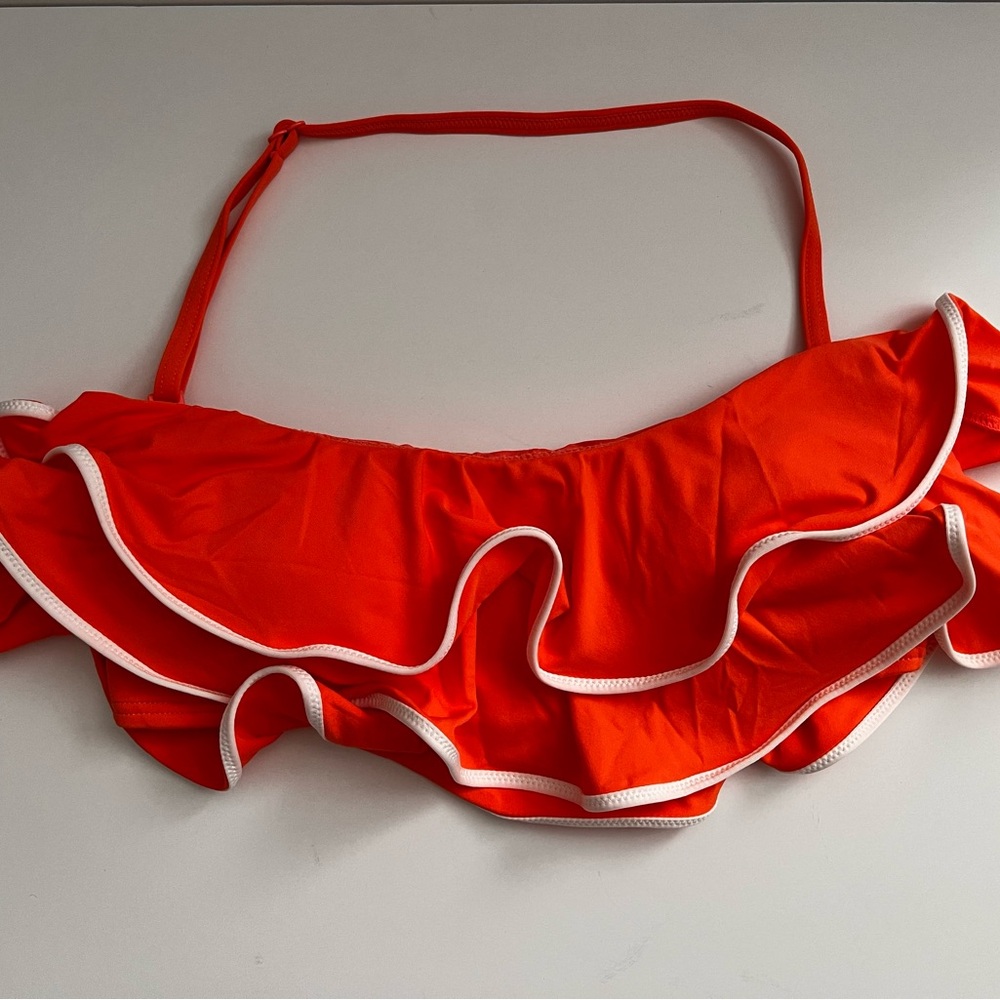 Carmen Marc Valvo Orange Ruffled Bikini Top